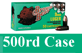 Brown Bear 9MM LUGER 115GR FMJ 500rd Case