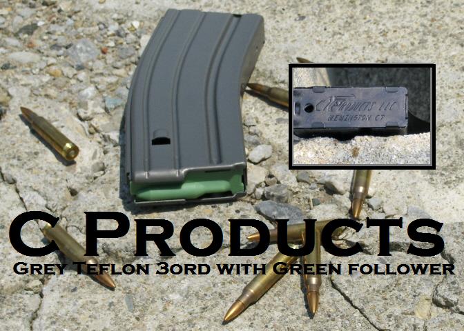 C Products AR15 30rnd. Grey Teflon w/Green Follower
