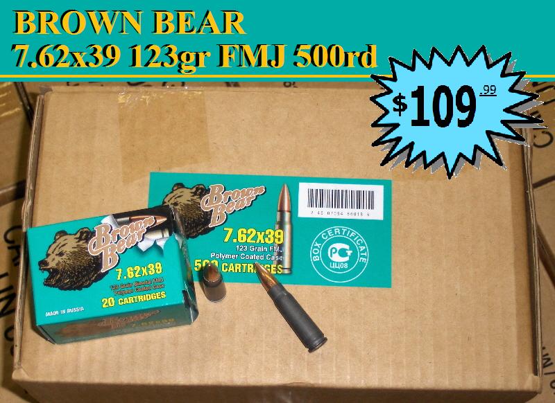 Brown Bear 7.62x39 123gr FMJ 500rd