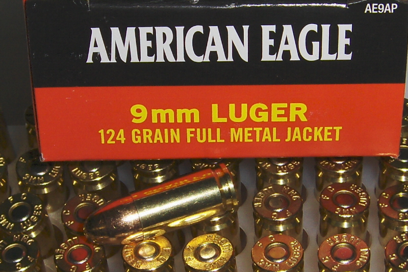 Federal American Eagle Ammunition AE9AP, 9 mm, FMJ, 124 GR, 50rd