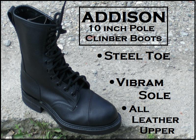 ADDISON 10 INCH POLE CLIMBERS BOOT, SIZE 7.5 EE