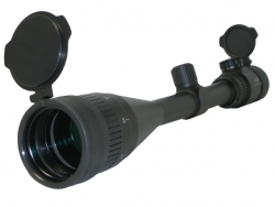 AIM 6-24X50 DUAL ILL. FULL SIZE MIL-DOT SCOPE/RING/POP-UP LENS