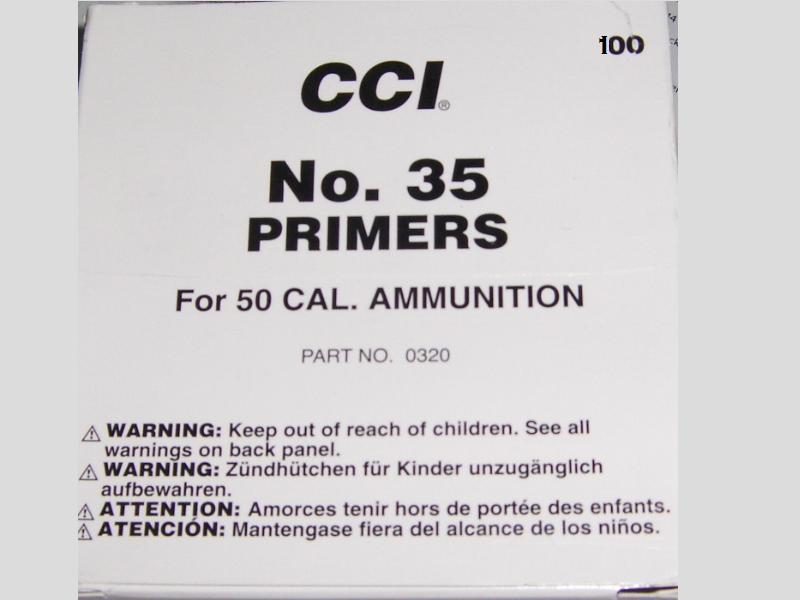 CCI 0320  .50 Cal Primers No. 35 - Box  of 100