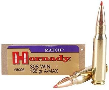 Hornady 8096 308 Win. 168gr A-MAX Match 20RD Box