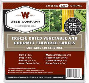 WISE 120 Serving Freeze Dried Vegetables and Gourmet Flavored Sa